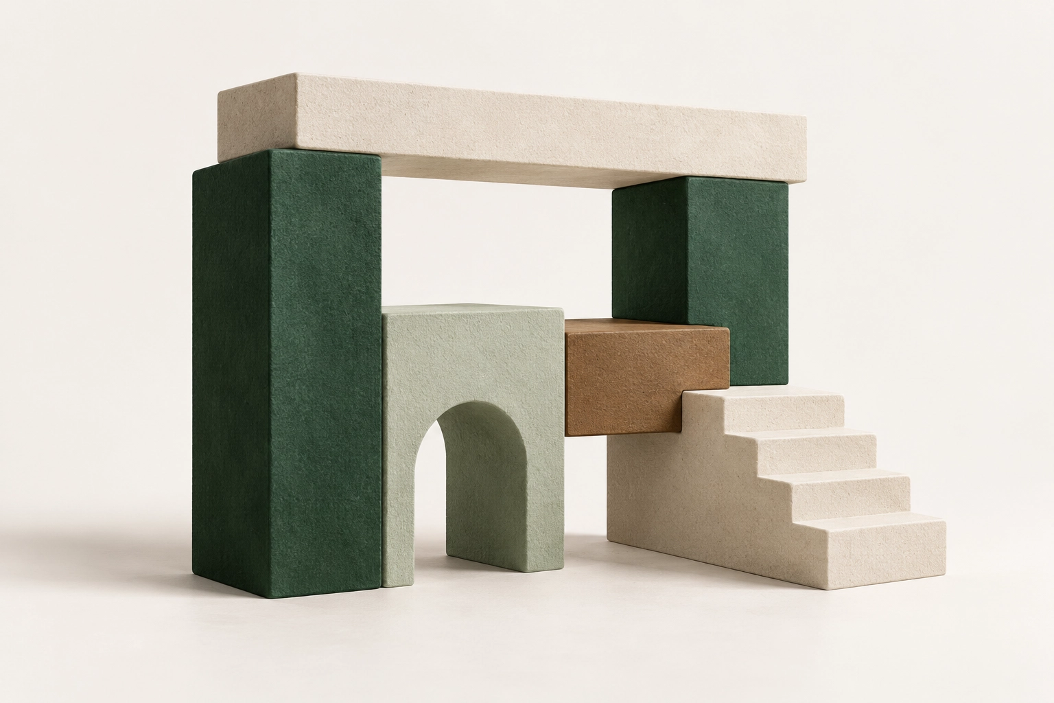 Composition architecturale symbolisant les dimensions complémentaires d’une entreprise.